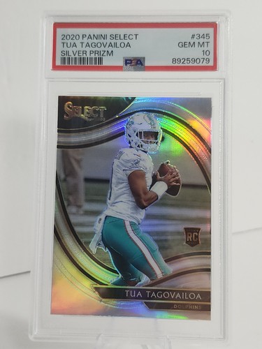 2020 Panini Select Tua Tagovailoa RC Field Level Silver Prizm #345 PSA 10 GEM MT