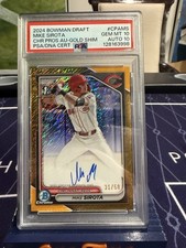 2024 Bowman Draft - Chrome Prospect Autographs Mike Sirota #CPA-MS Gold Shimmer