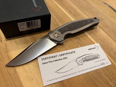 Boker Plus Collection 2022 01BO2022 Anso Fox Italy 3.5'' M390 Titanium Frame Lock