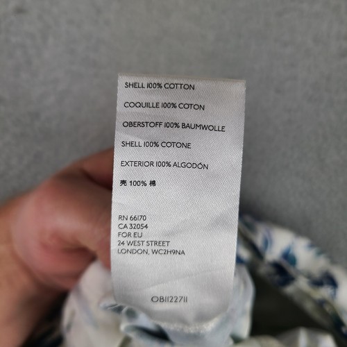 Anthropologie LUCIENNE Belted Long Sleeve Floral Jogger Jumpsuit Sz 6 White Blue - Picture 9 of 13