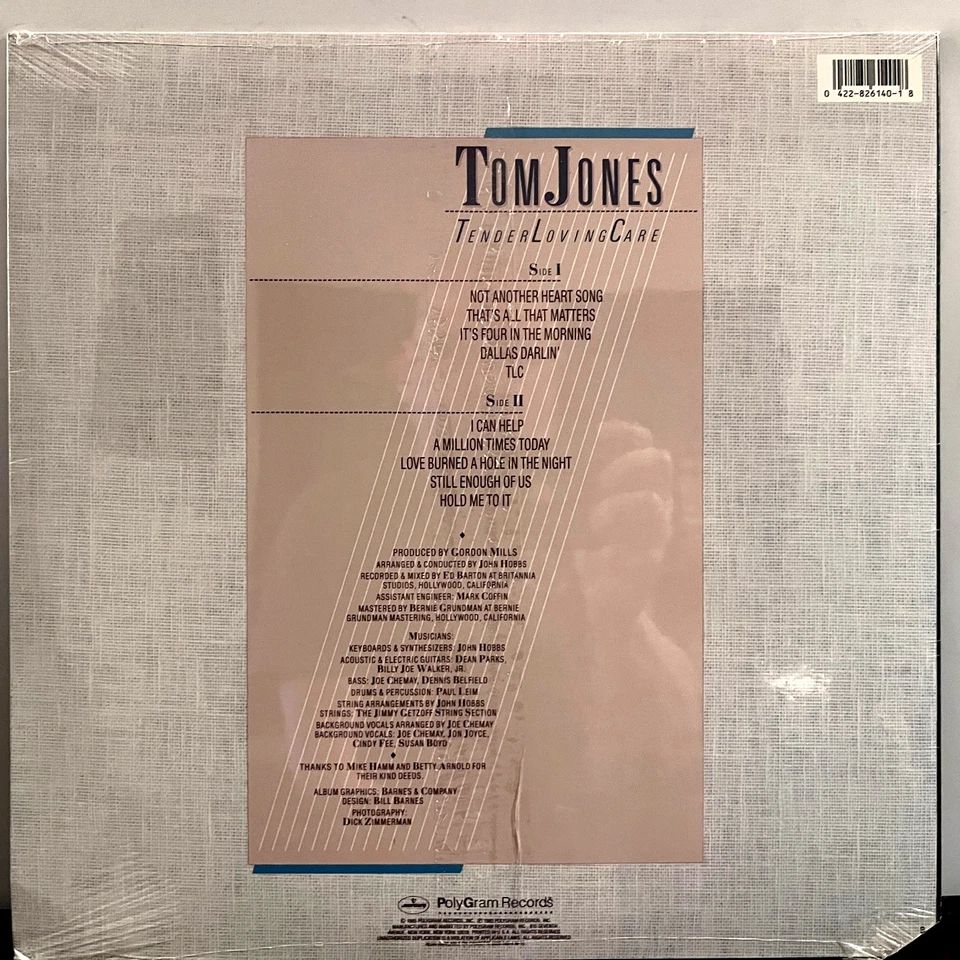 TOM JONES - Tender Loving Care (1985) - 12" Vinyl Record LP - SEALED - Image 2 of 2