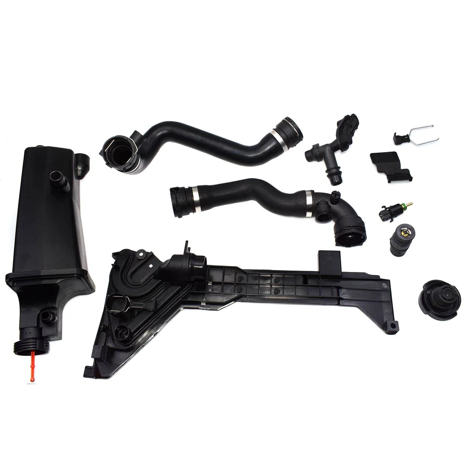 8Pcs Expansion Tank Mounting Plate Hose Thermostat Sensor Kit For BMW E46 X3 X5 - Image 3 of 4