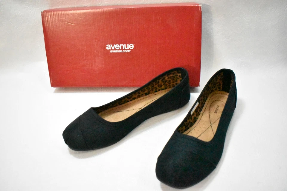 Zapatos Avenue Mocasines Negros Planos Talla 7 Anchos Para Mujer Nuevos Foto 3 de 4