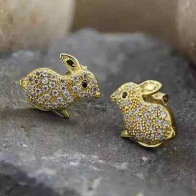 Push Back Stud Earrings 1.00Ct Round Cut Real Moissanite 14K Yellow Gold Plated