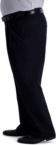 NWT Haggar Big Tall 54"/30" Classic Fit Pleat Front Black Pants Expandable Waist - Picture 2 of 3