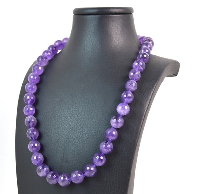 Collier En Améthyste Avec Fermoir Argent 925 Et Zirconia Cubique - Fabriqué En Italie, 44,5 Cm