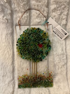 NEW - Warm Glass Wonder 4''x 7'' Tree Cardinal / Handmade Gift Retails $39.95