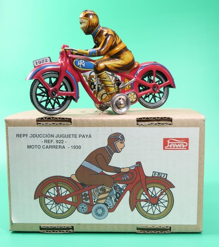 MOTO ROUGE PAYA et pilote jouet ancien tôle lithographiée Etat Impeccable I- 922 EUR 120,00 - FR