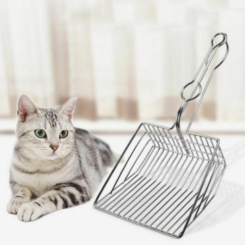 Long Handle Metal Cat Litter Scoop Chic Hollow Pet Toilet Clean Tool Shovel New - Afbeelding 1 van 14