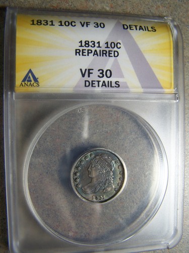 1831 Bust Dime -- ANACS VF30 -- Rare 771,350 Minted - Picture 3 of 4