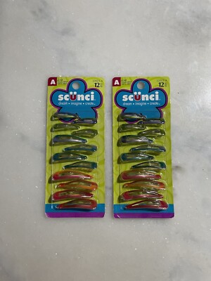 Y2K Vintage Scunci Hair Accessories Snap On Barrett Clips Multicolor BUNDLE of 2