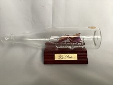 VINTAGE GLASS SHIP IN A BOTTLE - THE PINTA - BY MAYFLOWER GLASS SCULPTURES 1990s