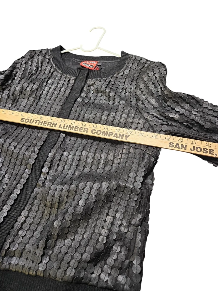 Simon Chang 黑色人造皮革女式外套夹克 M — 第 4/4 张图片