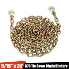 G70 Tow Chain 5/16" x 20' Tie Down Chain F Chain Binders Truck Trailer Transport