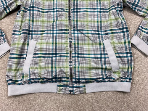 DC APPAREL DIVISION Bomber Jacket Grey Green Check Size L Pit-pit 23" - Picture 4 of 17