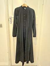 Wallis Size 12 Black Velvet Coat 40 Inch Bust Full Length Long Fur Maxi Dress 38