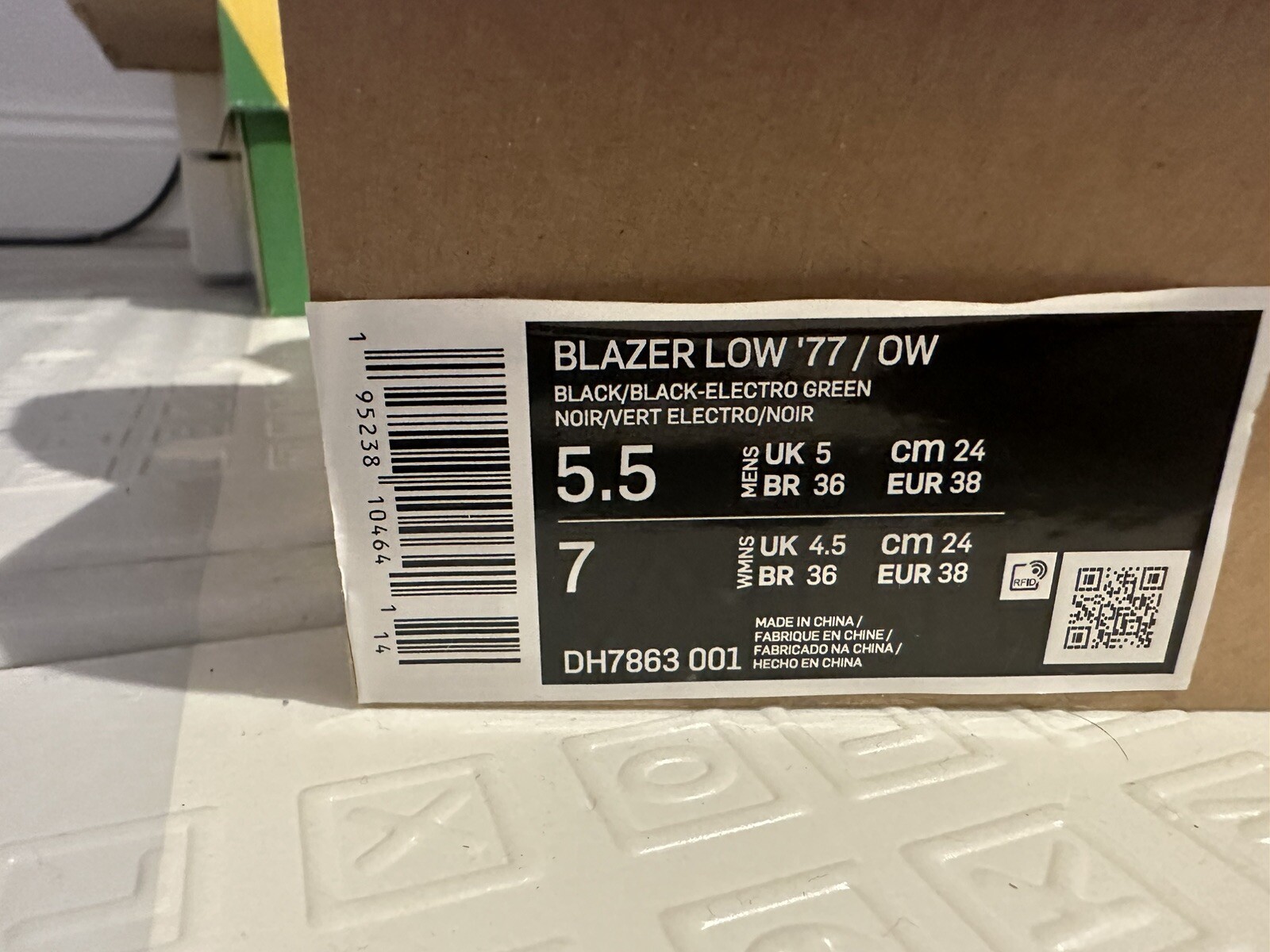 OFF WHITE X NIKE Taglia UK 5 Blazer Nike basso x bianco sporco nero 2022