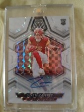 2024 Panini Mosaic - Rookie  Mosaic White Prizm #376 Luke McCaffrey /25 (AU, RC)