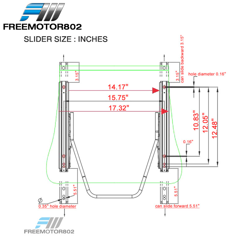 Adjustable Universal Racing Seat B Type Bk Shinny Mesh Fabric PU &Dual Slider x2