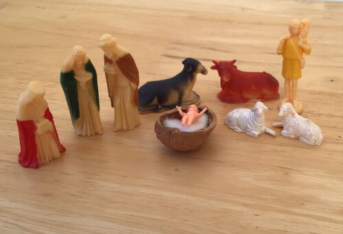 Vintage Lot of 9 Plastic Christmas Miniature Nativity Set Figures - 第 1/3 張圖片