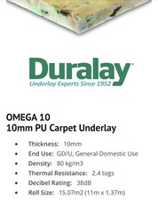 Duralay underlay 10mm PU carpet underlay