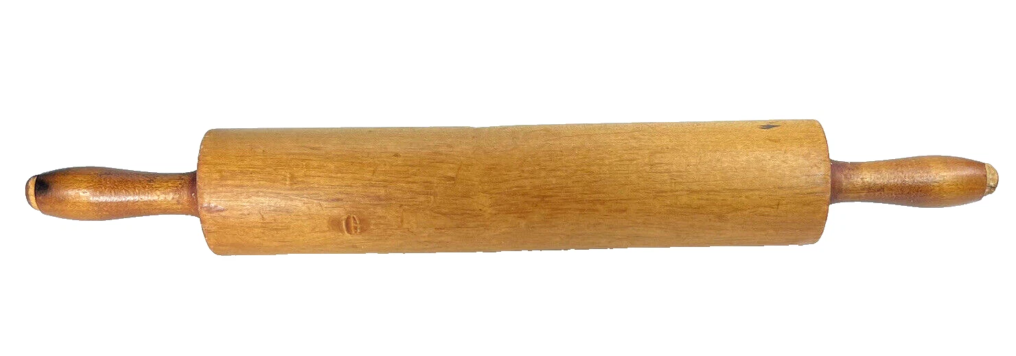 Vintage Wooden Birds Eye Maple Rolling Pin Bakers Prim Country Farmhouse Pies