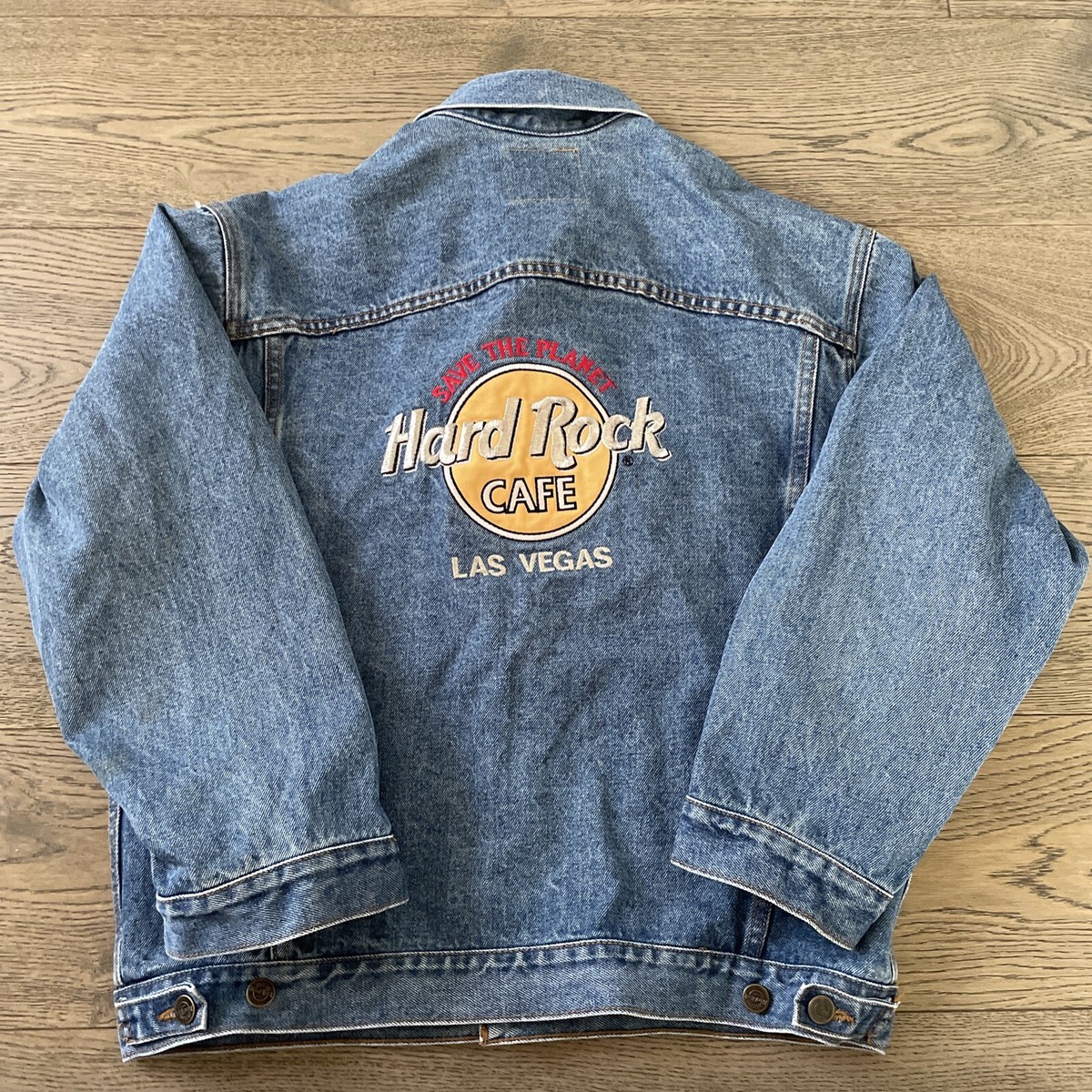 Vintage 90s Hard Rock Cafe Hotel Embroidered Las Vegas Denim 