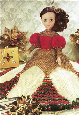 crochet bed doll dress patterns Vintage Crochet Pattern 13" Princess Bed Doll Tiara Ruffled Scalloped Dress Gown PDF Instant Digital Download 4 Ply