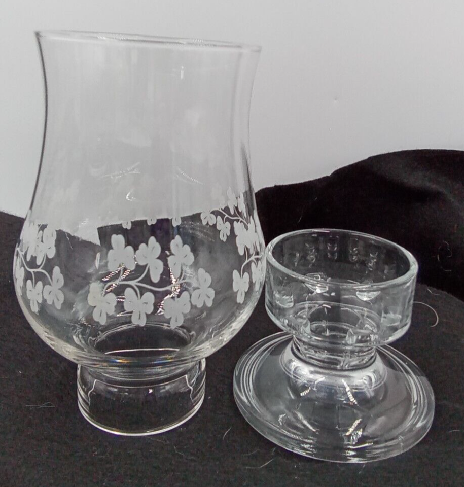 Eamon Irish Hurricane Candle Holder Glass Base Votive Pilar Clover