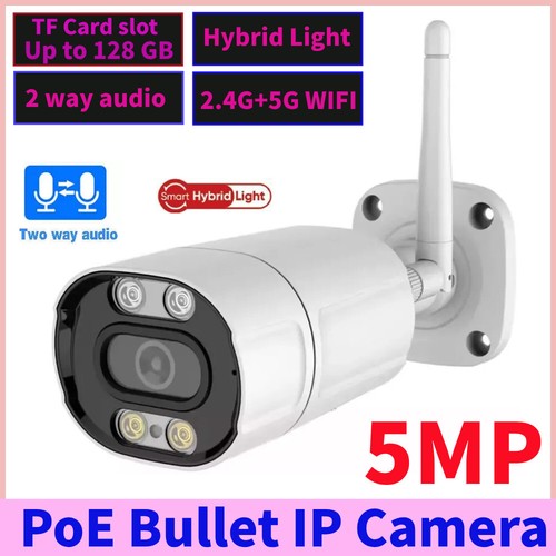WIFI 5G 5MP 25 fps Wired IP66 H.265 PoE CamHi App Bullet IP Camera TF Card Slot