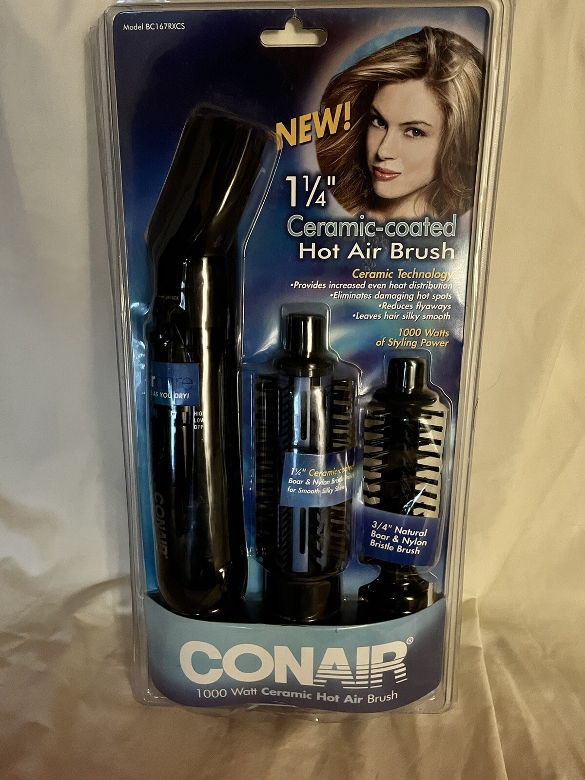 Conair 3in1 Tourmaline Ceramic Hot Air Brush, Combo Kit New Still