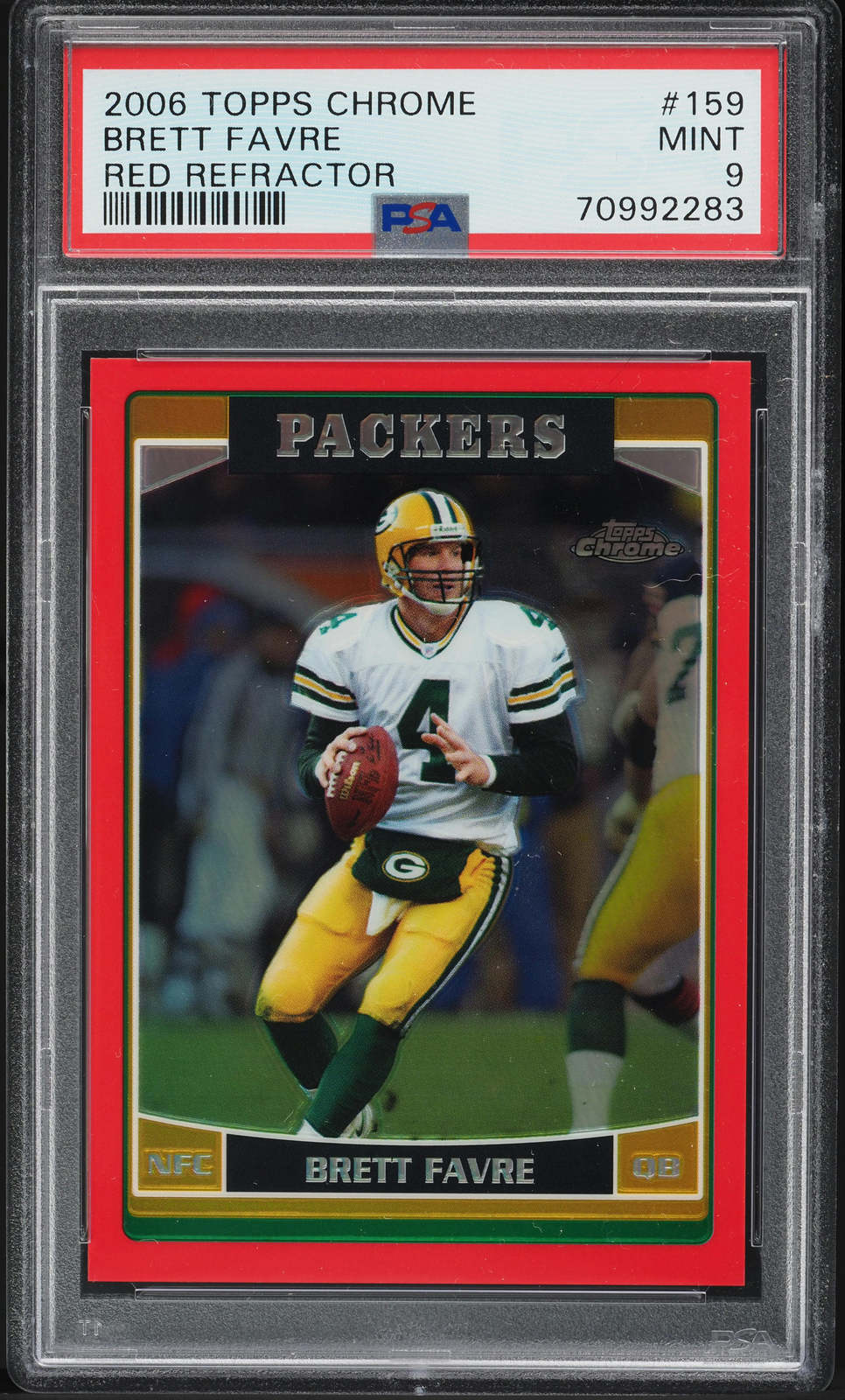 2006 Topps Chrome FB Card #159 Brett Favre HOF RED REFRACTOR /259 PSA 9 MINT