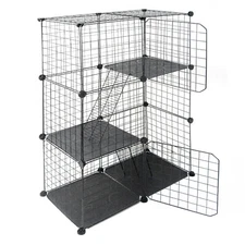 3 Tier Large DIY Collapsible Pet Cat Wire Cage Indoor Outdoor Playpen Vacation