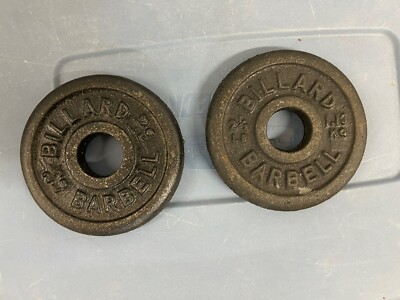 Vintage Billard Barbell 2.5lb Standard Weights Cast Iron Made in USA X2