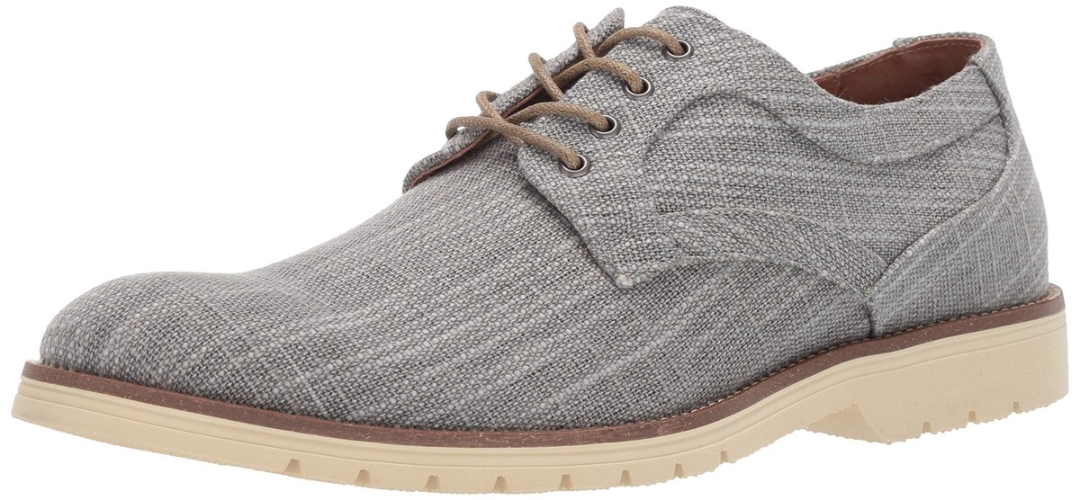 STACY ADAMS Mens Eli Textured Canvas Lace-Up Oxford, Gray  display picture 2