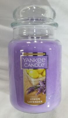 Yankee Candle LEMON LAVENDER Large Jar 22 Oz Purple Housewarmer New Wax Tangy
