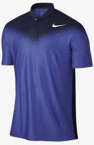 NIKE-GOLF-Tiger-Woods-Zonal-Cooling-Fade-Blade-Blue-S-S-Polo-Shirt-Mens-Sz-S-L