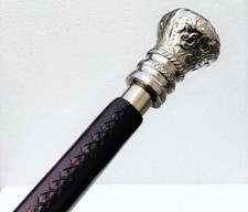 Covered With High Quality Leather 37 Inches Wooden Walking Stick Cane