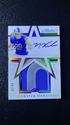 2021 T.J. Hockenson Gold Star Swatch Signature Patch Lions 08/25