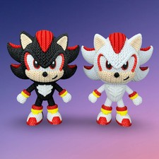 Shadow Inspired 3D Printed Figure-Crochet Texture– Video Game Fan Art– 6" or 8"