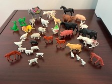 Vintage Lot of 35 Small Plastic Farm Zoo Animals Mixed Figures