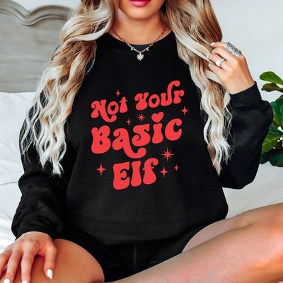 Not Your Basic Elf Damen Weihnachtspullover Festlich Urlaub Damen Sweatshirt
