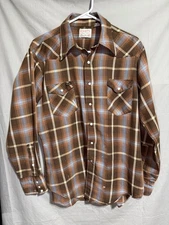 Vintage Wrangler Pearl Snap Plaid Pre Shrunk Extra Long Tails M Read Description