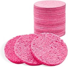 50-Count Compressed Facial Sponges, Round 100 Natural Cellulose Cosmetic Spa