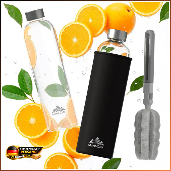 Trinkflasche Borosilikatglas 750Ml Auslaufsicher Mit NeoprenhüLle Sport-image