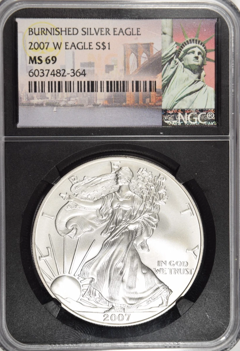 リバティ イーグル　１オンス銀貨　 MS69 2007年　鑑定済 女神　NGC American Eagle MS 69 Graded 2007 Silver Bullion Coins for sale | eBay
