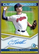 2020 Bowman Chrome Draft CARSON TUCKER Class of 2020 RC GOLD AUTO #/50 INDIANS