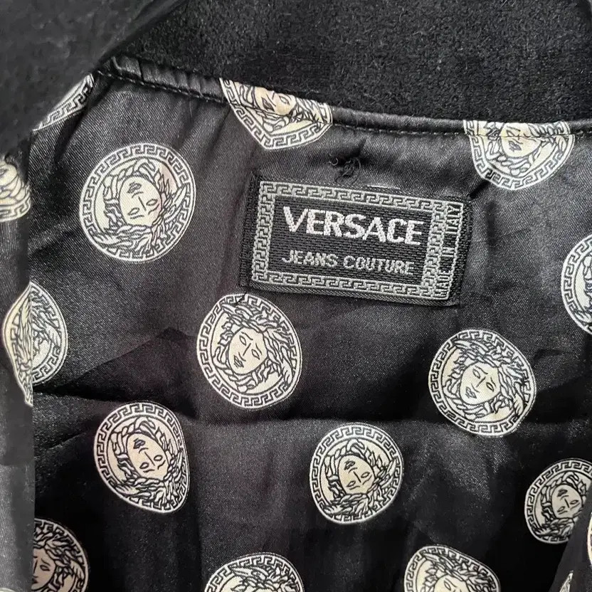 Versace Black Logo Pattern Jacket - Luxury Design… - image 9
