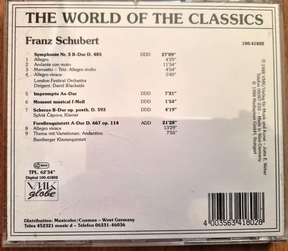 2 CDs FRANZ SCHUBERT * JOHANN SEBASTIAN BACH The World Of The CLASSICS - Bild 4 von 4