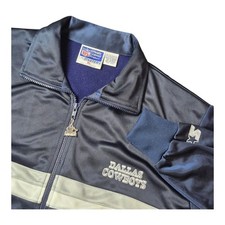VTG Dallas Cowboys Starter NFL Satin Track Jacket Blue Zip Retro Men's XL